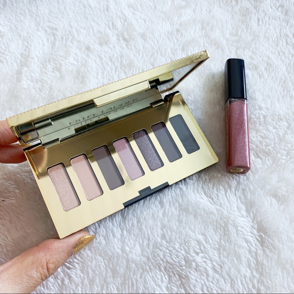 Brand New Estee Lauder 7 Color Eyeshadow Platelet Lip Gloss Set